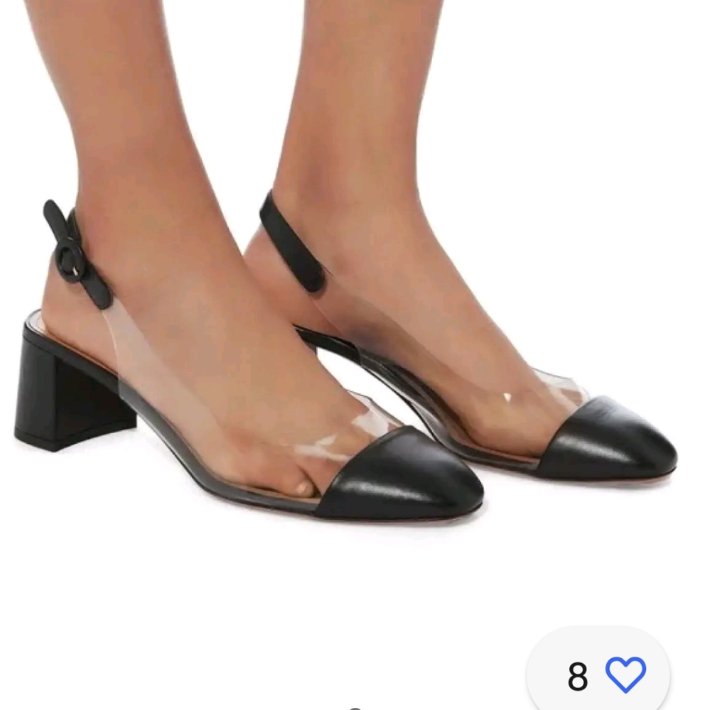 Aquazzura Optic 50 Clear Slingback Heels 7.5